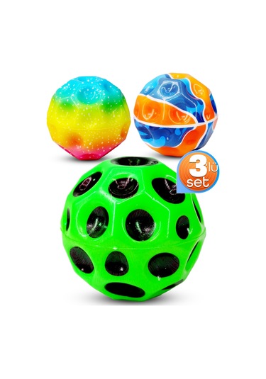 3lü Yükseğe Zıplayan Top Moonball Galaksi Uzay Ay Topu Aşırı Zıplayan Moonball Bahçe Oyuncağı