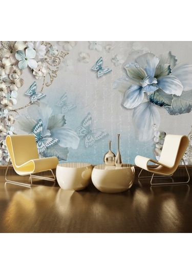 3D Çiçek Ve Kelebek Duvar Posteri