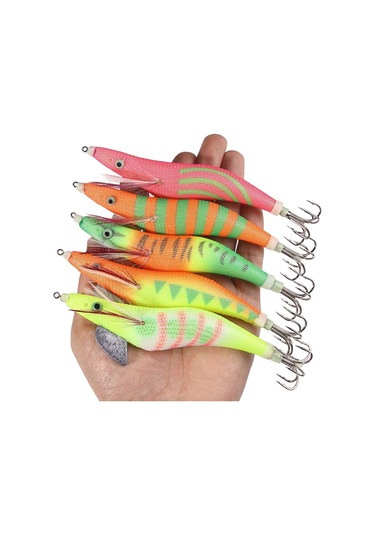 22 Renk / Set Hengjıa Sj059 Aydınlık Ahşap Karides Kukla Yem Kalamar Kancası Sert Yem, Boyut: 15cm 28g