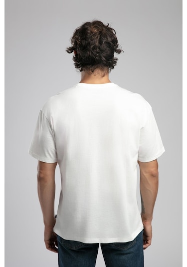 Lee Cooper Kelvin Erkek %100 Pamuk O Yaka T-shirt Ekru-19933 Ekru