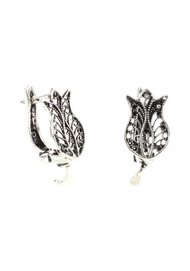 925 Ayar Telkari Lale Modeli Arkadan Kıskaçlı Küpe