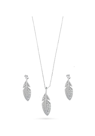 Oya Silver Işıltılı Kuş Tüyü Gümüş Set&takım O038438