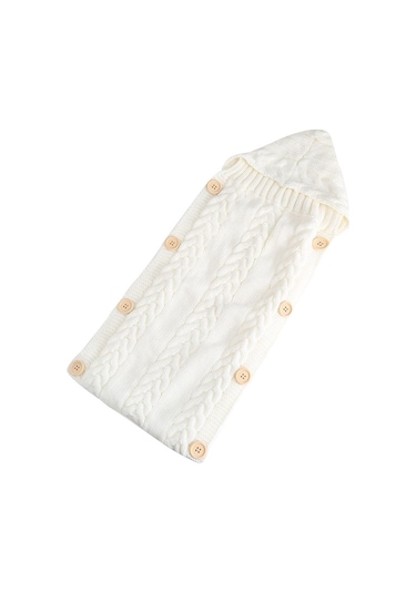 Beyaz 0-6 Ay Bebek Örme Düğme Yenidoğan Bebek Uyku Tulumu Kundak Battaniye Wrap