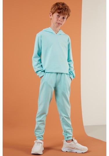 Lela Kapüşonlu Cepli % 100 Pamuk Çocuk Unisex Çocuk Takım 5922021 Mint