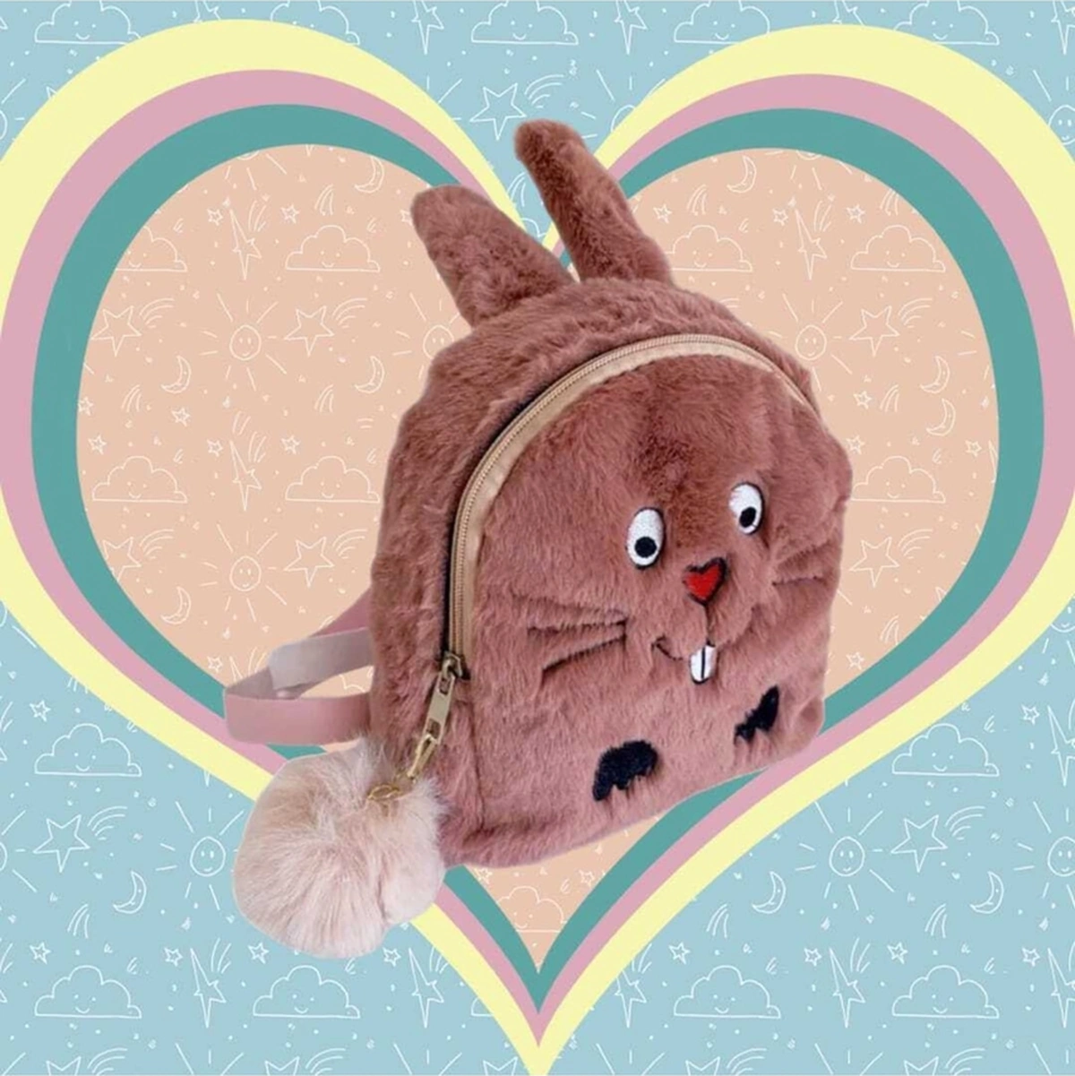 Tezzgelsin Tavşan Peluş Çocuk Sırt Çantası Çocuk Çantası Gül Kurusu