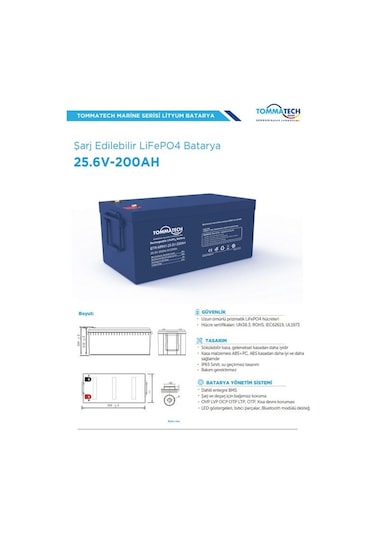 Tommatech Marine 25.6v 200ah Lifepo4 Abs+pc Kasa Lityum Batarya