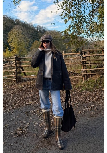 Kahverengi Kadife Ek Yaka Detaylı Mont - 5132 Kahverengi