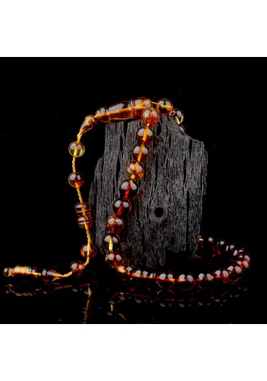 Küre Kesim Sistem Fosilli Damla Kehribar Tesbih