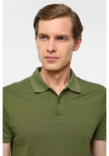 SÜVARİ Haki Slim Düz Polo Yaka Tişört