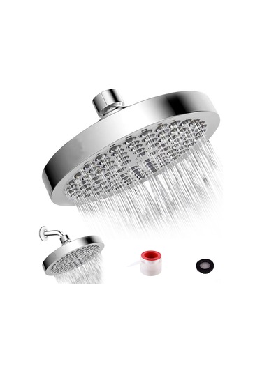 Yifomall 6 İnç Dairesel Yüksek Basınçlı Duş Başlığı, Otomatik Temizleme Uçlar, Kaliteli Abs Malzeme, G1/2 Bağlantı, Chrome Finish Diğer