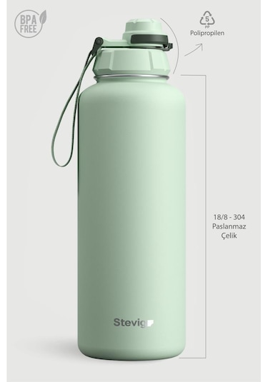 Stevig 1 Hand Leak-proof Sızdırmaz Çelik Termos 1500 Ml Smoke Green St-256 Yeşil