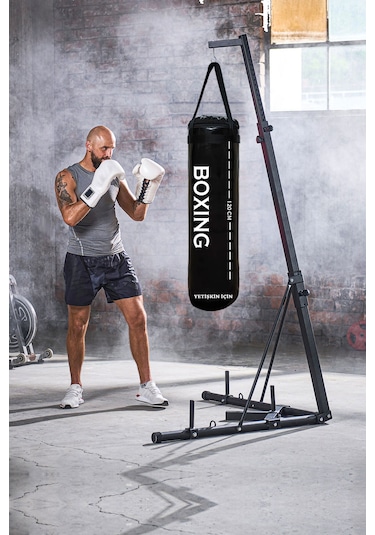 120 Cm Yırtılmaz Siyah Deluxe Boxing Boks Torbası Ve Tavan Kanca Siyah