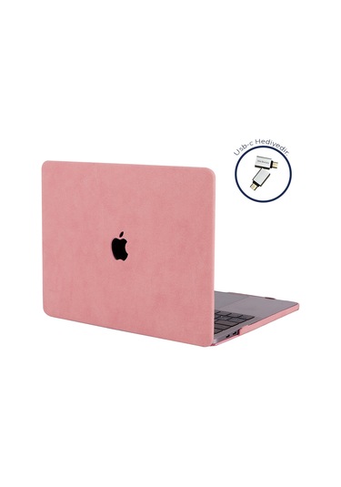 Macbook Uyumlu Air M1 Kılıf 13 İnç Kumaş Kaplama Goat Touchıd'li M1 Air A2337 A2179 A1932 İle Uyumlu Pembe