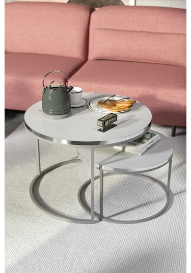 Orta Sehpa Ikili Lüx Specıal Gümüş Beyaz