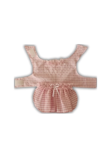 Pembe Beyaz Kareli Kurdeleli Kedi Köpek Kıyafeti Xsmall/xs/beden0