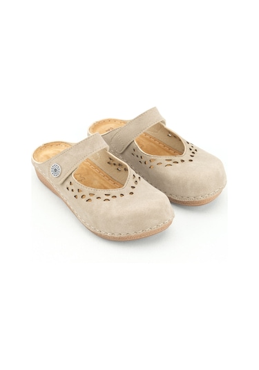 Gezer Yazlık Kadın İç Tabanı Hakiki Deri Cırt Cırtlı Terlik Gt1yze.11236.00.014.g8 Krem