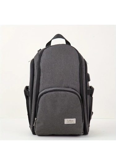 Wangxi Koyu Gri Yuksek Kaliteli Malzeme Cift Omuzlu Buyuk Kapasiteli Cok Fonksiyonlu Anne Cantasi Bebek Bezi Cantasi Koyu Gri