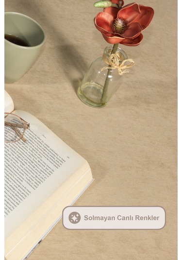 Elart Soft Kadife Masa Örtüsü Dikdörtgen 150x220 Cm Bej Bej