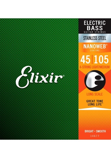 Elixir 14677 Nanoweb Medium 4 Telli Bas Gitar Teli 45-105