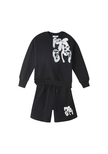 Msgm Çocuk Grafik Logolu Pamuklu Sweatshirt Siyah