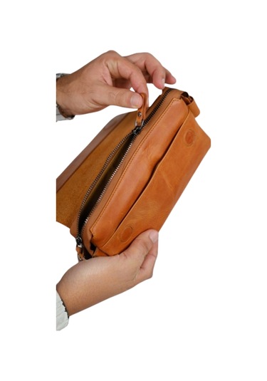 Mft Leather Hakiki Deri Unisex El Çantası Boliva 9874 Tiguan Camel
