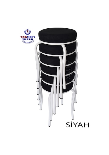 Tabure (Beyaz Ayaklı) ((6 Adet)-Mutfak Balkon Tabur...