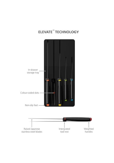 Joseph Joseph 10545 Elevate Store 5 Parça Renkli Bıçak Seti Antrasit