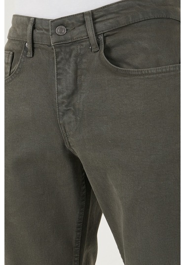 Buratti Pamuklu Comfort Fit Normal Bel Boru Paça Jeans Erkek Kot Pantolon 4412C19Texas Haki