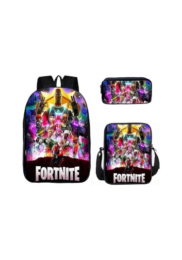 Fortnite Öğrenci Okul Çantası Fortnite Üç Parçalı Sırt Çantası Öğle Yemeği Çantası Kalem Kutusu Sırt Çantası 0619 Diğer