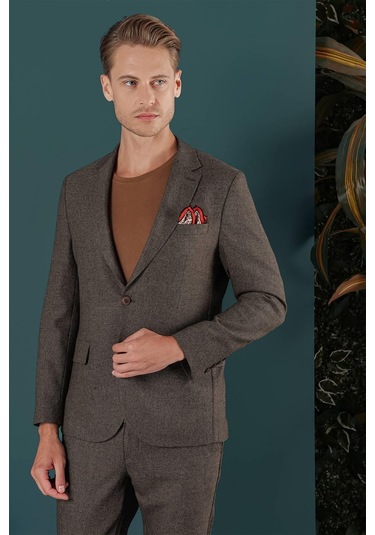 C 658 Slim Fit Kahve Spor Ceket Kahverengi