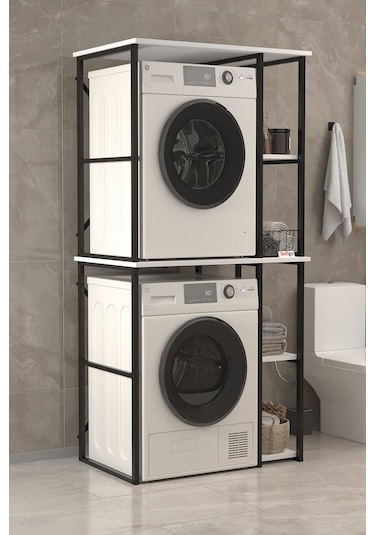 Bofigo Çamaşır Makinesi Dolabı Kurutma Makinesi Dolabı Metal Banyo Dolabı Mısra Beyaz