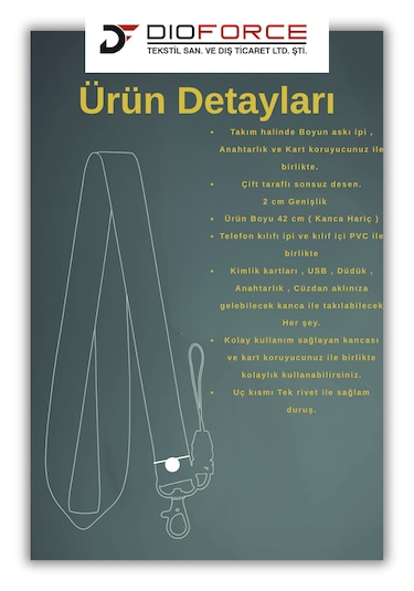 Dioforce Atatürk İmza Temalı Tek Rivetli Boyun Askı İpi Ve Anahtarlık Seti