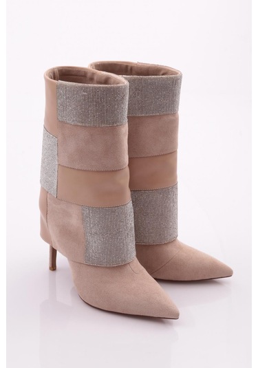 Dgn 1133 Kadin Topuklu Bot 1133-2125-R0186 Bej Süet