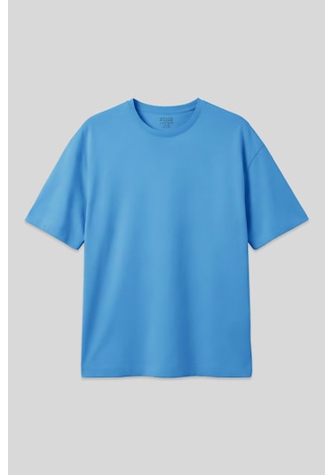 Basic Oversize O Yaka 2li Paket Fiesta-petrol Mavi Erkek T-shirt - 88377 Kırmızı - Mavi