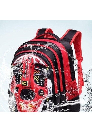 3d Suya Dayanıklı Erkek Sırt Çantası Sevimli Araba Karikatür Okul Kitap Çantası Cjqcwz Mavi