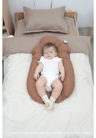 Mordesign Moresleep 2'si 1 Arada Bebek Sarılma Ve Şekillendirme Yastığı, Düz Kafa Yastığı,pamuklu,uyku Yastığı Kahverengi Zg10194-4