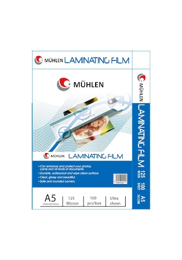 Mühlen Laminasyon Makinesi Filmi 125 Mc A5 1 Paket 100 Adet
