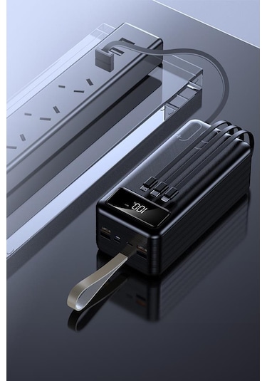 Torima TRM-1060 60000 mAh Ledli 4 Çıkışlı Taşınabilir Hızlı Şarj Dijital Göstergeli Powerbank Siyah