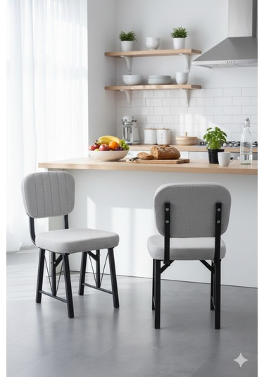 Elfin Mutfak Sandalyesi Yemek Odası Bahçe Balkon Otel Restoran Kafe Sandalyesi - 1 Adet - Gri Gri