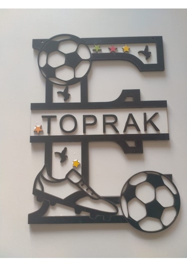 Çocuk Odası Kapı Veya Duvar Süsü Kişiye Özel İsim Yazılı Beyaz - Siyah