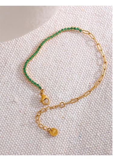 Mavi Eetit Şık Ince Paslanmaz Çelik Zincir Renkli Kübik Zirkonya Bilezik Bileklik 18 K Altın Kaplama Nefis Trendy Takı Kadınlar Yeni Mavi