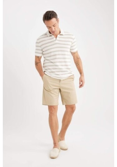 Defacto %100 Pamuk Regular Fit Gabardin Bermuda Şort C7684ax25spbg717 Bej