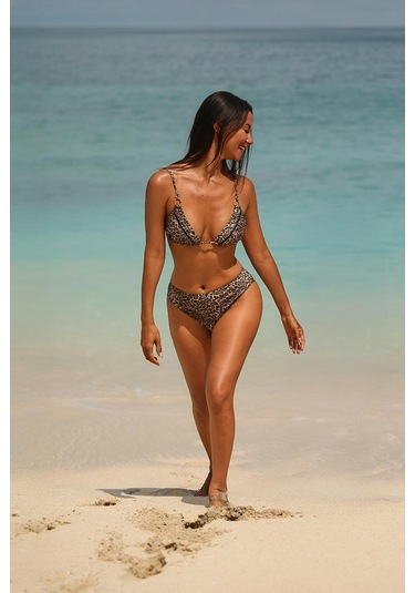 Capetown Leopar Desenli Çıkarilabilir Kap Biyeli Bikini Takım Leopar