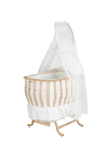 Setaymobilya Doğal Ağaç Beşik, Otantik Lüks Sallanan Beşik + Uyku Seti -Setay