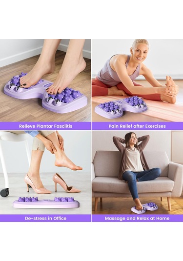 Geeroyoo Mor Ayak Tabanı Fasya Gerginliği Ve Ağrısı Alıcı Masaž Aleti - Dairesel Hareketli, Her Zaman Ve Her Yerde Kullanın, Ana Ağrı Noktalarını Tamamen Kapsar Mor