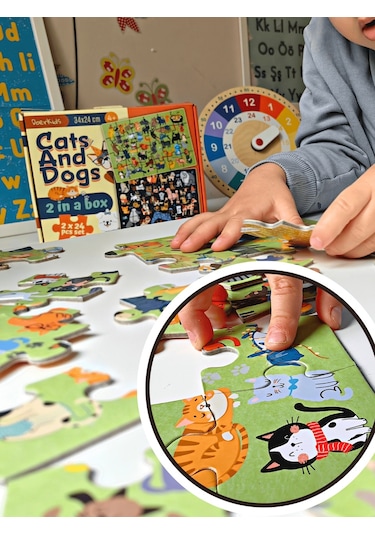 Doerkids Kediler Ve Köpekler 2'Li Puzzle 2 X 24 Parça
