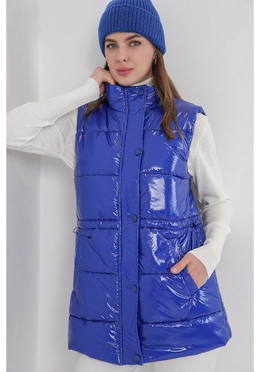 Bigdart Kadın Parlak Şişme Yelek 5218 - Saks