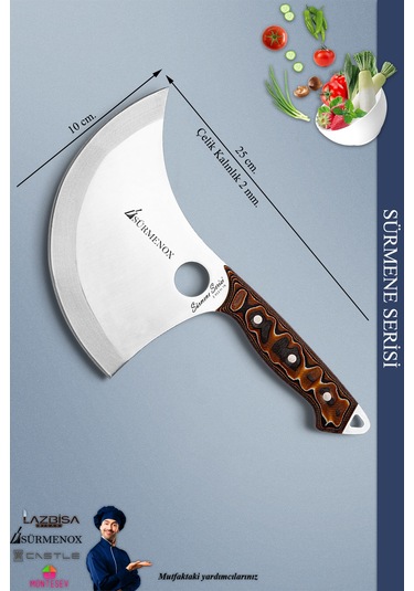 Sürmene Serisi Mutfak Bıçak Hilal Börek Bıçağı Pizza Pide Salata Bıçağı Kahverengi Mft-201 Kahverengi