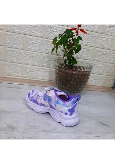 M.p One 3216 Mor Simli Cırtlı Hafif Rahat Kız Çocuk Spor Ayakkabı 001