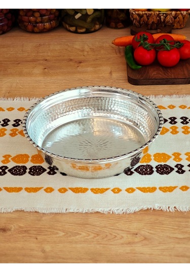 Moda Bakır Bakır Derin Servis Tabak Kase 24 Cm Gümüş